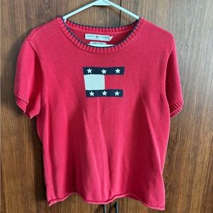 Tommy Hilfiger Red Knit Sweater with Logo